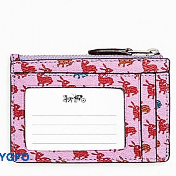 COACH RABBIT ID WALLET SKINNY COIN PURSE KEY CHAIN - Picture 3 of 3